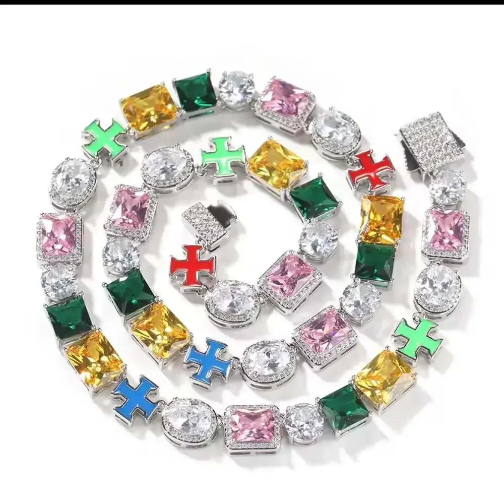Multicolor Gemstone Tennis Necklace 20 Inch
